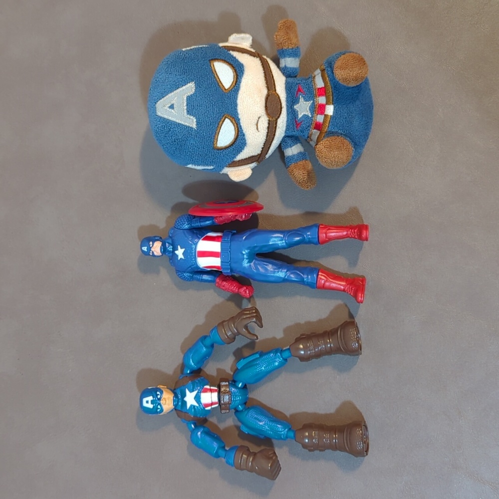 Captain America bend n flex figure 6" figure 5" Funko plush lot Marvel Hasbro